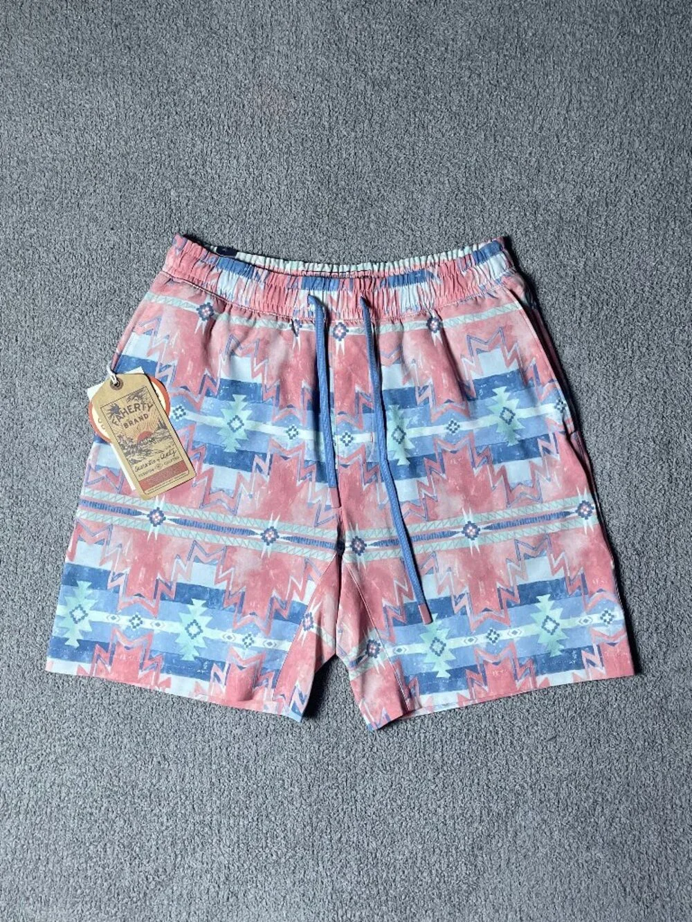 Faherty Doug Good Feather Shoreline Lined Aztec Swim Trunks Shorts 7